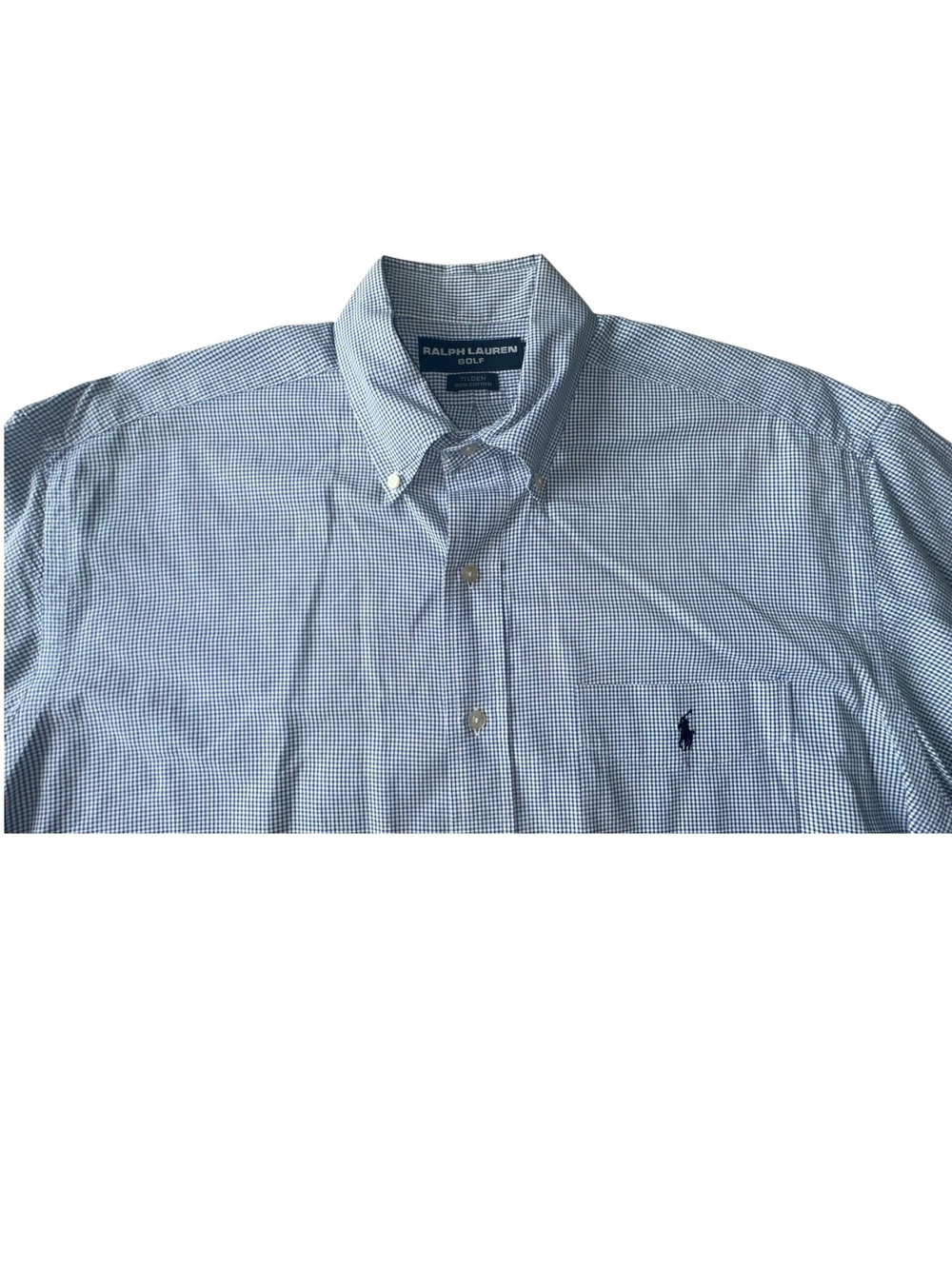 Ralph Lauren Golf Tilden Shirt Mens XL Blue Gingham Check Button Down Cotton***